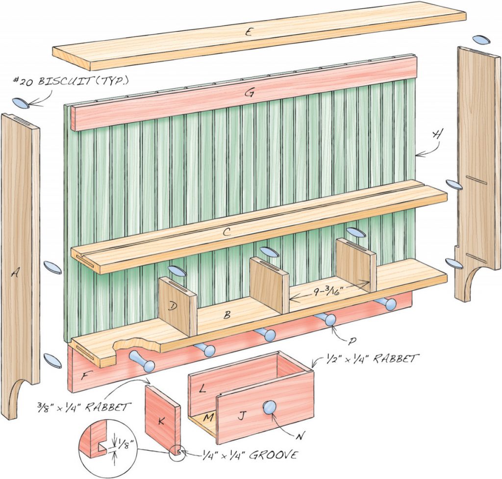 Exploded View Shelf Green Wall Shelf | Popular Woodworking